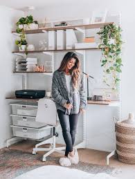 The freestanding elfa system was the solution for me. Modern Minimalist Home Office Space Ideas The Girl In The Yellow Dress