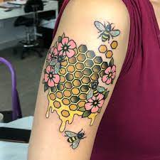 Honeycomb Floral Bee Tattoo Bee Tattoo Bumble Bee Tattoo Bee Tattoo Design