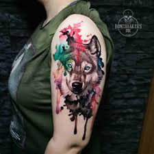 Colour Wolf Tattoo