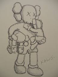 Kaws Companion Original Signed Drawing Painting Art Etsy Kaws Painting Art Drawings