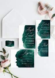 Emerald Green Watercolor Wedding Invitations Printable Wedding Template Instant Pdf Download Editable Invitation Suite Modern Invite Watercolor Wedding Invitations Wedding Templates Green Themed Wedding