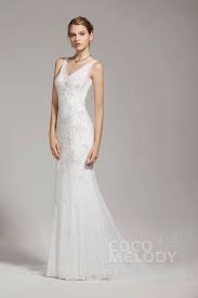 New Design Sheath Column V Neck Lace Ivory Sleeveless Wedding Dress With Beading Awzt Sleeveless Wedding Dress Inexpensive Wedding Gown Beaded Bridesmaid Dress