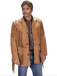 Scully Leather Mens Boar Suede Fringe Mountain Man Jacket Bourbon In 2021 Leather Jacket Fringe Leather Jacket Leather Outerwear