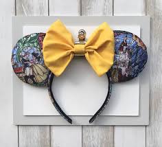 Beauty And The Beast Mickey Ears Stained Glass Ears Belle Mickey Ears Diy Mickey Ears Disney Mickey Ears Mickey Ears