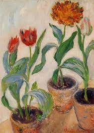 Et le dessin recto verso est top !! Three Pots Of Tulips 1883 Claude Monet Wikiart Org