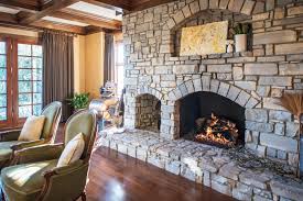 Projects showcasing new england thin stone veneer installed in homes for fireplaces, siding, chimneys, outdoor living and kitchens. Natural Stone Fireplace And Mantel In Traditional Living Room Hgtv