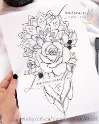 Instant Download Tattoo Design Flowers Fruits Mandala Tattoo Printable Stencil Template In 2020 Floral Thigh Tattoos Mandala Flower Tattoos Shoulder Cap Tattoo