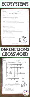 Ecosystem Vocabulary And Crossword Puzzle Teaching Science Science Lessons Third Grade Science