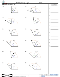 Find the complement to each angle. Angles Worksheets Free Commoncoresheets