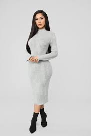 Not Over You Yet Sweater Dress Heather Grey Grey Midi Dress Long Sleeve Sweater Dress Grey Midi Dress Casual