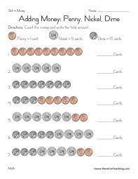 Adding Penny Nickel Dime Coins Worksheet Money Math Money Worksheets Learning Money