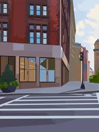 Download City Intersection Composition With Traffic Light And Pedestrian Crosswalk For Free Traffic Light City Vector Free