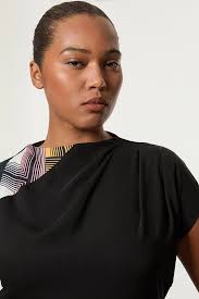 Amelia Graham Plus Size Soft Tailored Color Block Printed Midi Dress