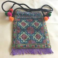 The earliest and most basic stitch found in kanthas is the running stitch.the predominant form of this stitch is called the phor or kantha stitch. Cross Stitch Zippered Hmong Cross Body Bag Pom Pom Tassel Cord Strap Hobo Ebay