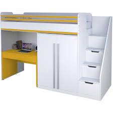 Matratzen für 3 personen öko. Polini City Hochbett Mit Matratze 90x200 Treppe Schrank Tisch Weiss Grau Polinikids