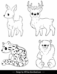 Gambar hitam putih menyediakan koleksi menakjubkan foto dan gambar binatang hitam putih anda selalu bermimpi tentang. Wild Animals Icons Black White Handdrawn Sketch Free Vector In Adobe Illustrator Ai Ai Format Encapsulated Postscript Eps Eps Format Format For Free Download 3 23mb