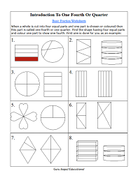 2nd grade math basic fractions practice sheets on quarter or one fourth steemit