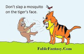 Short Fable Story About Animals With Moral Lesson Tiger And Mosquito Fable Stories Fables Short Fable Story