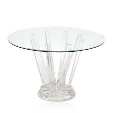 The farrah round dining table is a glamorous display of upscale minimalism. Round Lucite Sculptural Base Small Dining Table Modernica Props