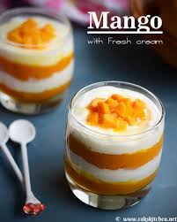 Mango With Fresh Cream Recipe Raks Kitchen Recipe Cream Recipes Mango Dessert Mango Dessert Recipes