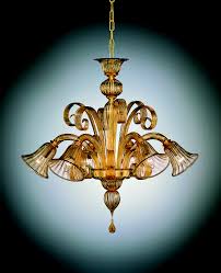 A glass project is handmade and was not assisted by machinery. Amber Venetian Blown Glass Chandelier Ambra With 6 Lights Made Murano Glass