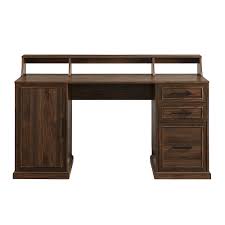 The leg design of this desk is different from other computer desks. Walker Edison 58 3 Drawer Computer Desk With Hutch Dark Walnut Bbw58gavdw Best Buy