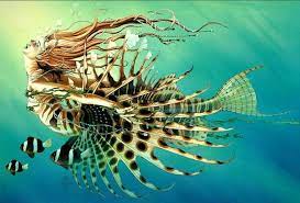 Tiger Fish Mermaid Mermaid Art Lion Fish Mermaid Wallpapers
