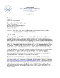 NRC Reactive Inspection Report No. 03013900/2015001(DNMS) Mclaren Medical  Center Bay Region.