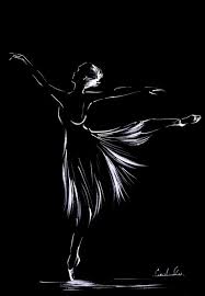 Black And White Dancer Drawing Ballerina Drawing Original Drawing Art White On Black Minimalist Art Dance Ballet Drawing Art Ballet Drawings Minimalist Art Print Ballerina Drawing