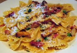 Only use parmesan as a garnish, not mixed in. Farfalle With Chicken And Roasted Garlic Tasty And Delish