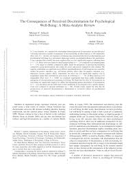 Pdf The Consequences Of Perceived Discrimination For Psychological Well Being A Meta Analytic Review