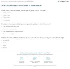The bird is singing in the tree. Quiz Worksheet What Is The Mahabharata Study Com