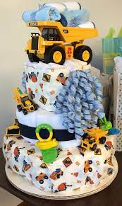 Construction Themed Diaper Cake All Items Bought At Target Baby Shower Diaper Cake Diaper Cake Construction Baby Shower