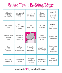 A Free Game Board You Can Use To Play Online Team Building Bingo Includes Rules For Work Team Building Activities Work Team Building Team Building Activities