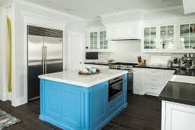 The colors are both cooling and relaxing. Square Turquoise Kitchen Island Cottage Kitchen