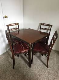 112m consumers helped this year. Vintage Wood Folding Card Table W 4 Hardwood Fold Up Chairs 175 Belgrade Furniture For Sale Bozeman Mt Shoppok