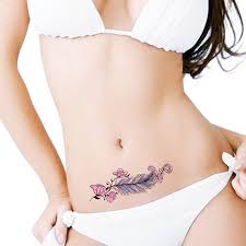 There are plenty of beautiful ideas that can be implemented in the abdominal area that will cover up those scars perfectly. Tipper Fan Feather Flower Tattoo Caesarean Section Covering Tattoo Sexy Waterproof Lasting Hand Drawn Tattoo
