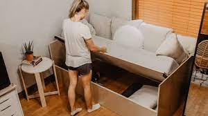 Small sofa with storage underneath. Diy Sofa Bed With Storage Youtube
