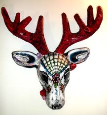 Day Of The Dead Deer Wall Hanging By Angelinafroke On Etsy Deer Wall Hanging Deer Wall American Folk Art