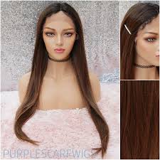 Not only does this make them look more authentic than regular wigs, but it allows you to have longer partings. Long Brunette Lace Front Wig Baby Hair Wig Rotating Part Etsy