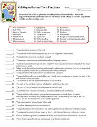 Cell Organelles And Their Functions Worksheets Answers Cell Organelles Organelles Plant Cells Worksheet