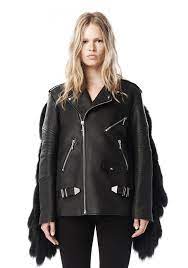 Fur Fringe Sleeves Alexander Wang Clothes Design Leather Jacket Leather Moto Jacket