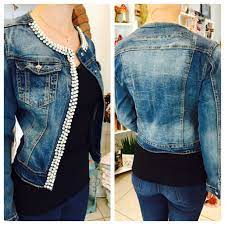 Jeansjacke mit strass und perlen. Edle Jeansjacke Mit Perlen Und Strass Jogginghosen Outfit Jeansjacke Damen Jeansjacke Mit Perlen