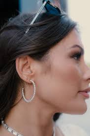 Lila Silver Bead Hoop Earrings