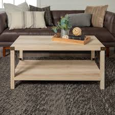 Beautiful round white oak coffee table sealed with a clear water based matte finish. Walker Edison Furniture Company Urban Industrial 40 In White Oak Medium Rectangle Mdf Coffee Table With Shelf Hdf40mxctwo The Home Depot