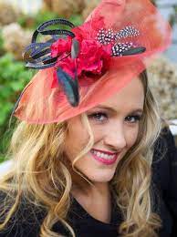Red Fascinator Wedding Hat Hair Clip Feather Fascinator With Veil Derby Christmas Fascinator Hat From Black Wedding Hats Red Fascinator Black Red Wedding