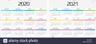 Calendar 2020 And 2021 Template 12 Months Include Holiday Event Stock Vector Image Art Alamy