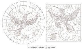 Set Contour Illustrations Stained Glass ...