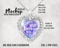 Heart Shaped Rhinestone Pendant With Glass Cabochon Mockup Etsy Rhinestone Pendant Heart Shapes Ball Chain