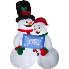Inflatable decorations in the snow. Gemmy Christmas Airblown Inflatable Mixed Media Snow Couple Giant 10 Ft Tall Multicolored Target